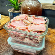 Container of cjw regenerative smoked ham sliced and ready for sandwiches